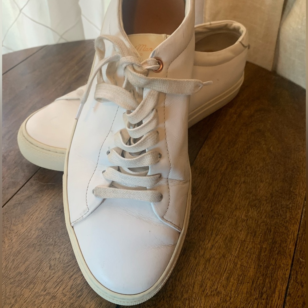 Good Man Brand Edge Low Top Sneaker White Nappa Leather Mono Italy Mens 7.5